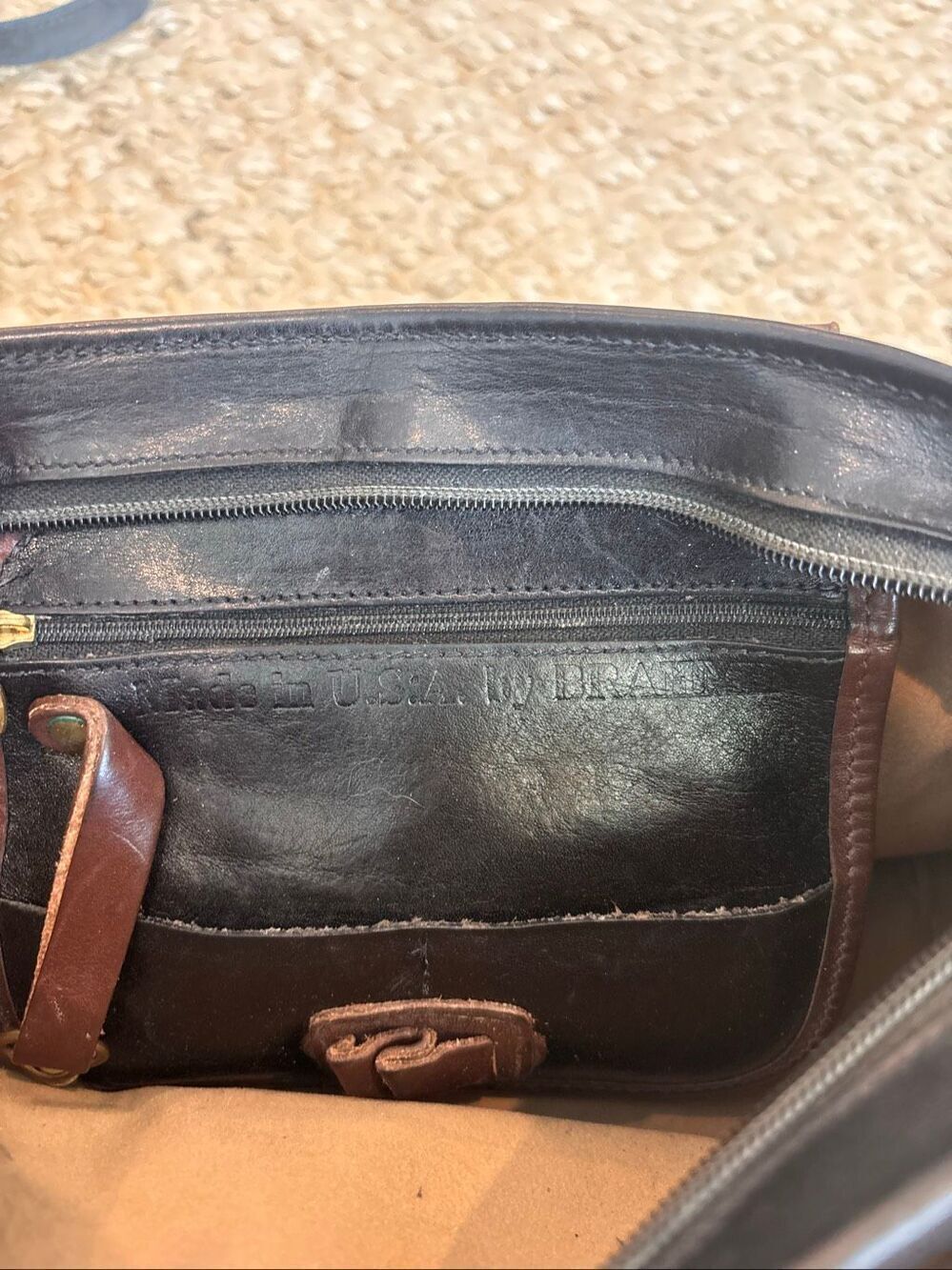 Vintage Brahmin black Leather Satchel Bag Croc Embossed Top Handle Handbag, quie - Picture 9 of 13